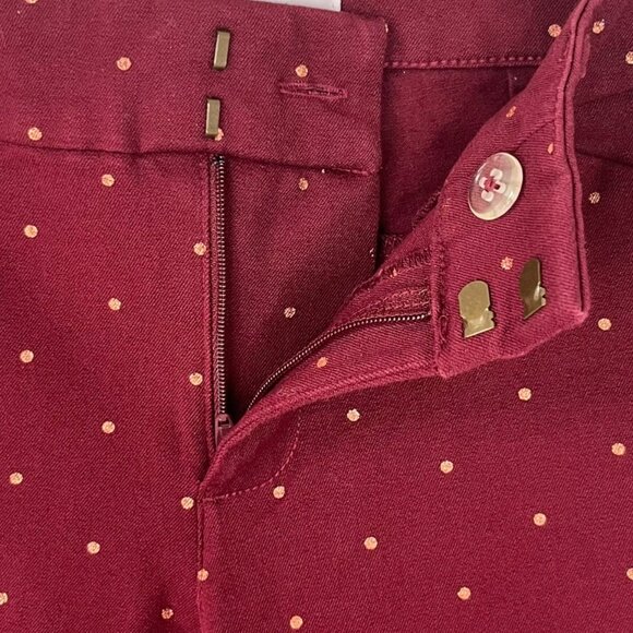 Old Navy Pixie Ankle Cropped Pants Womens Size 2 Tall Burgundy Copper Dots - Picture 5 of 9